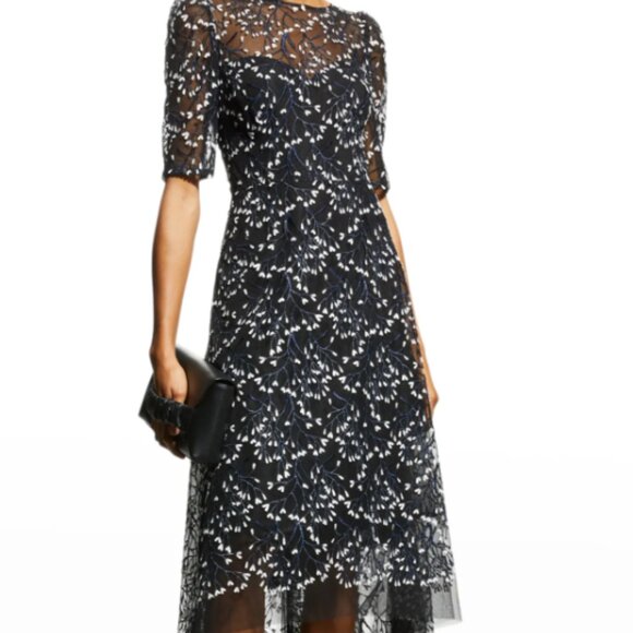 Rickie Freeman for Teri Jon 3D Lace High-Low Cocktail Dress